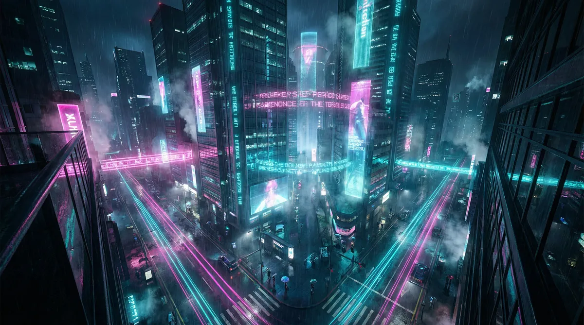 2019年最新夜间福利视频 竖屏短剧平台首页背景 - 赛博朋克都市夜景